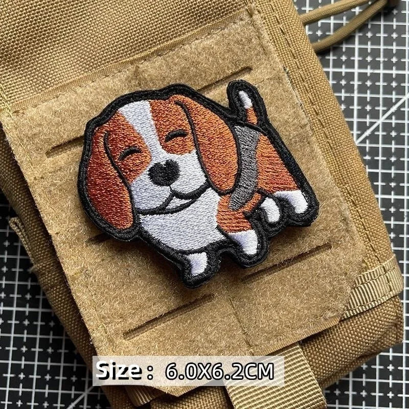 Cartoon Dog Morality Badge – Husky, Akita, Shibuya Embroidered Hook & Loop Patch for Clothing, Bags, Shoes, Hats & DIY