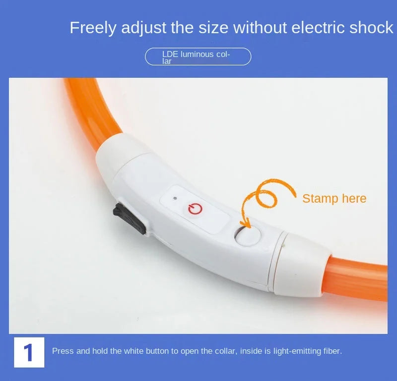 USB Rechargeable LED Glowing Dog & Cat Collar – Adjustable Night Safety Collar