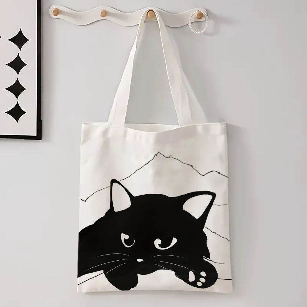 Kawaii Cartoon Animal Tote Bag – Large Capacity Linen Shoulder Bag
