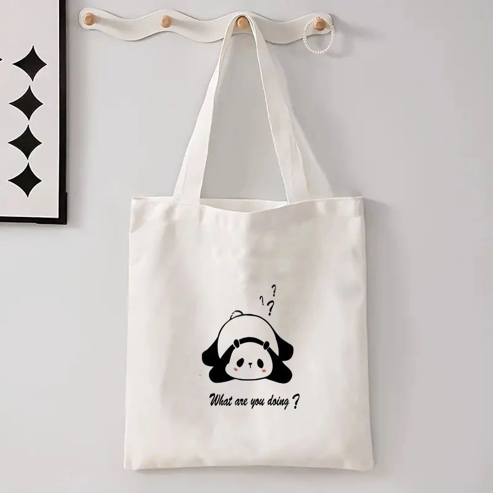 Kawaii Cartoon Animal Tote Bag – Large Capacity Linen Shoulder Bag