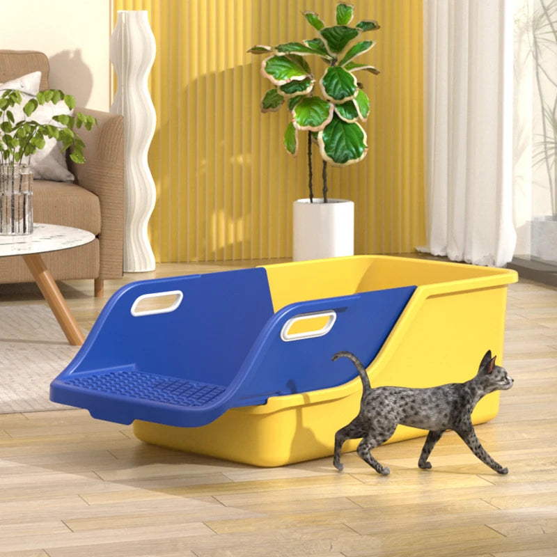 Extra-Large Semi-Closed Cat Litter Box with Splash Guard