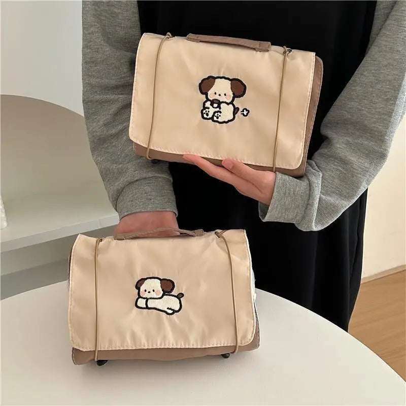 Cute Cartoon Dog Makeup Bag – Large Capacity Waterproof Travel Cosmetic Case