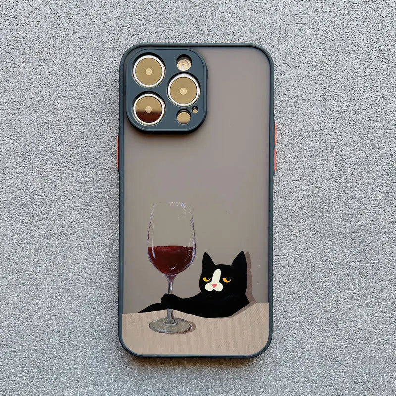 Funny Cat Daily Life iPhone Case – Cartoon Animal Matte Phone Cover
