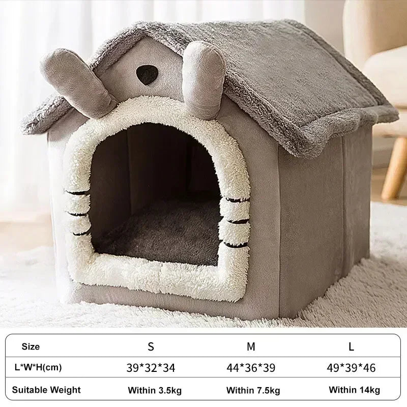 Soft Enclosed Pet House Bed with Removable Cover