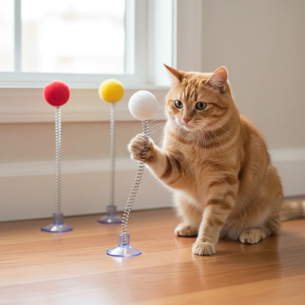 Cat Spring Yarn Ball Toy – High Elastic Interactive Play Balls