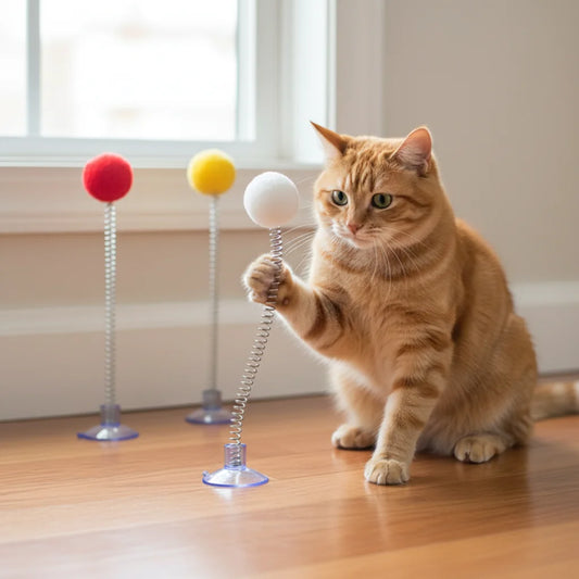Cat Spring Yarn Ball Toy – High Elastic Interactive Play Balls