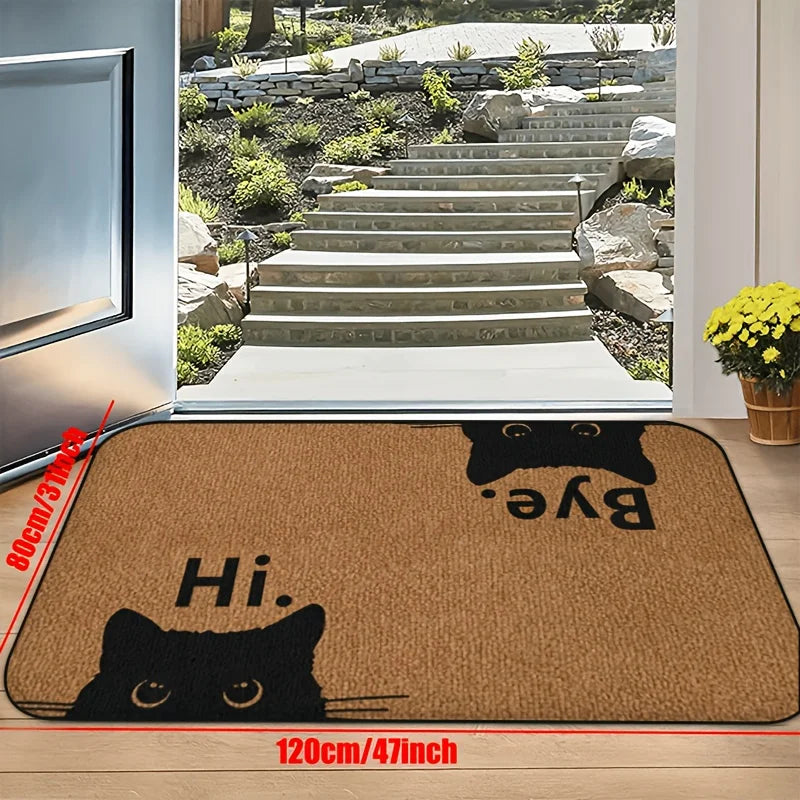 Funny Cat Hi & Goodbye Doormat –  Cat Face Entrance Mat