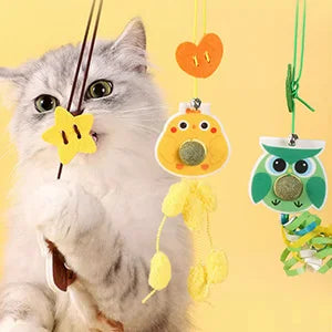 Interactive Door Hanging Cat Toy with Elastic Catching Rope