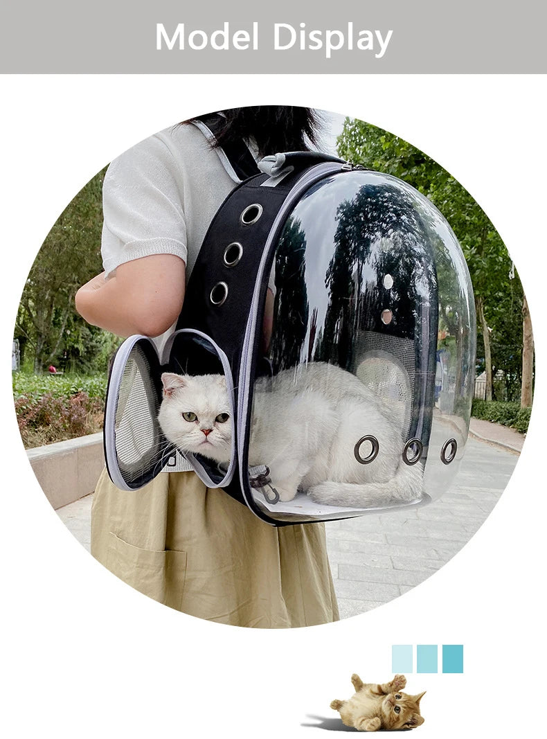Pet Cat & Small Dog Carrying Backpack – Breathable Transparent Space Capsule Carrier for Travel, Hiking, and Daily Walks