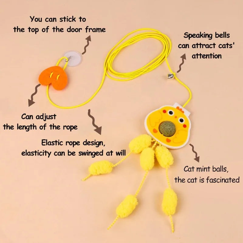 Interactive Door Hanging Cat Toy with Elastic Catching Rope
