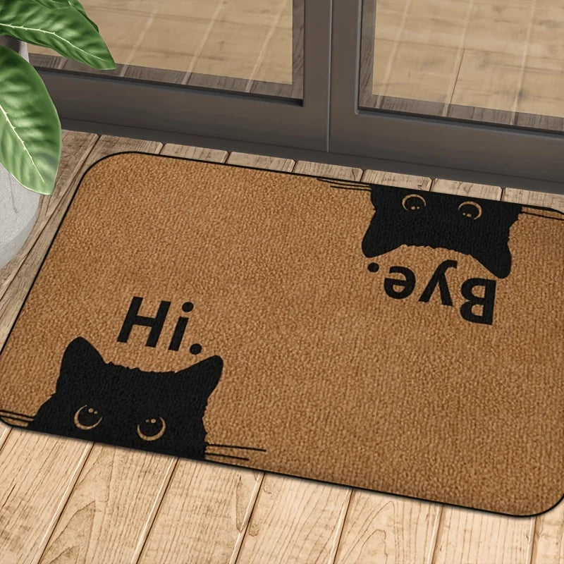 Funny Cat Hi & Goodbye Doormat –  Cat Face Entrance Mat