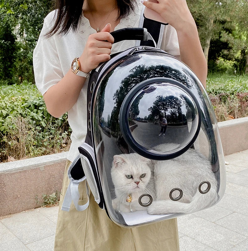 Pet Cat & Small Dog Carrying Backpack – Breathable Transparent Space Capsule Carrier for Travel, Hiking, and Daily Walks