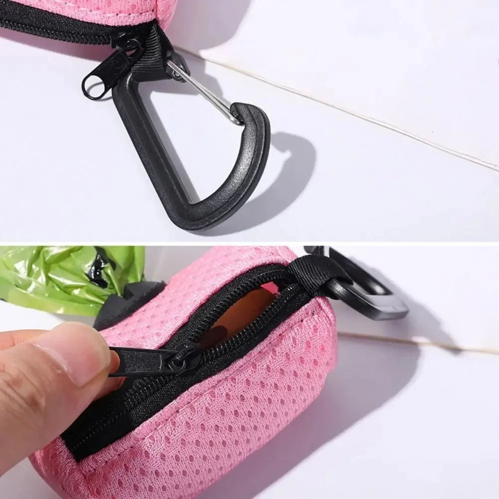 Portable Mesh Dog Poo Bags Dispenser with Buckle