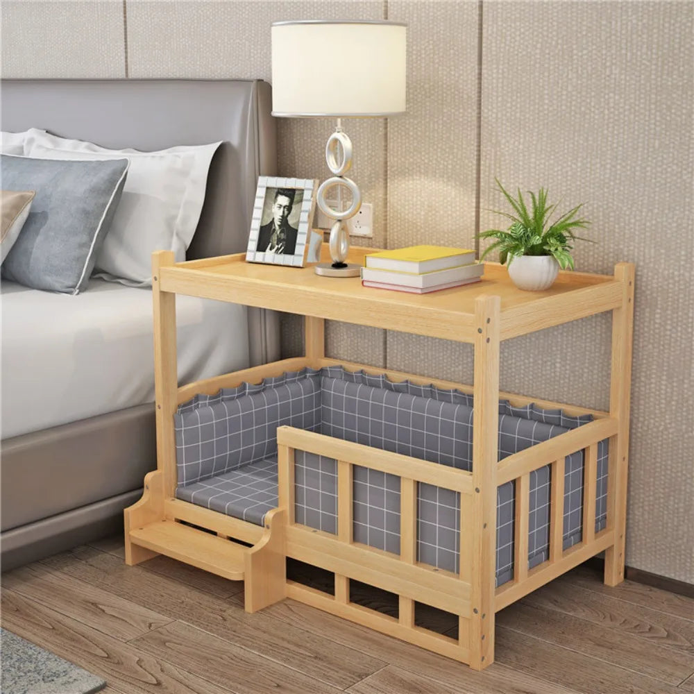 Modern Solid Wood Pet House & Dog Bed Side Table