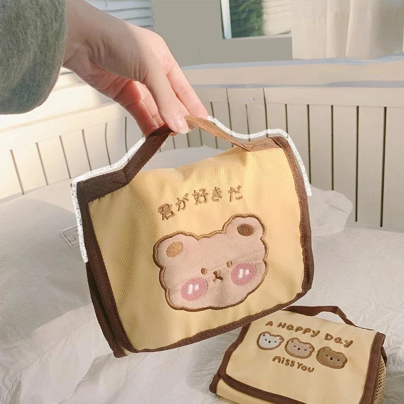 Cute Bear Foldable Makeup Bag – Hanging Cosmetic Organizer