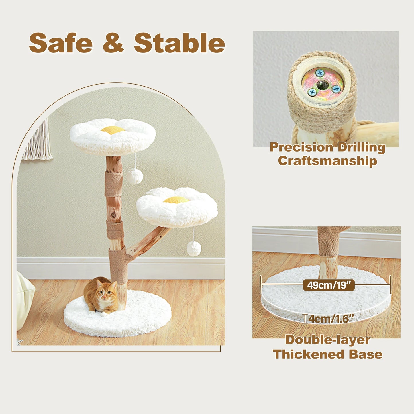 Flower-Shaped Modern Cat Tree with 2 Perches – Indoor Climbing Tower & Scratching Post  📂 Category