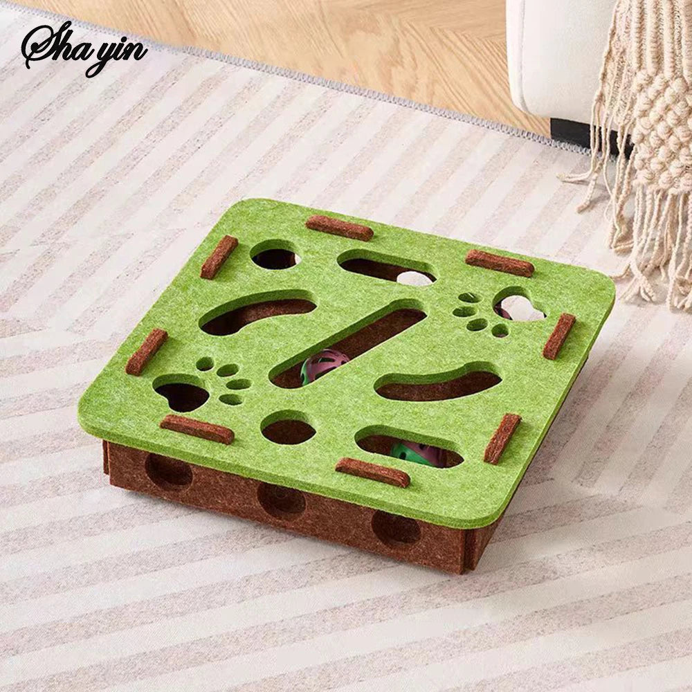Interactive Puzzle Cat Toy – Felt Maze & Digging Box