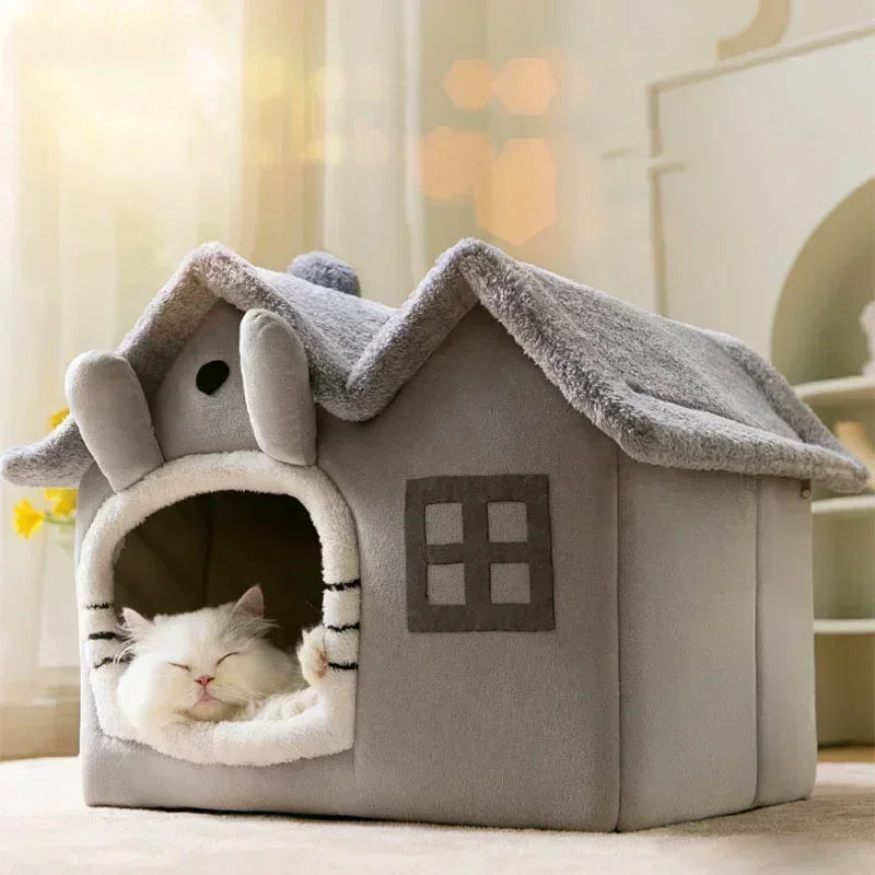 Soft Enclosed Pet House Bed with Removable Cover
