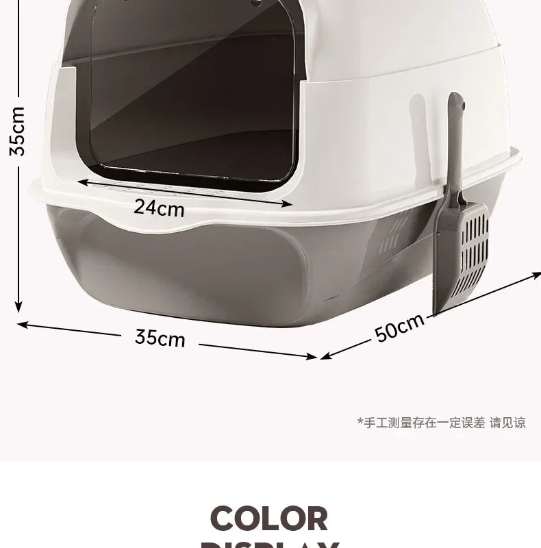 Fully Enclosed Large Cat Litter Box with Removable Top