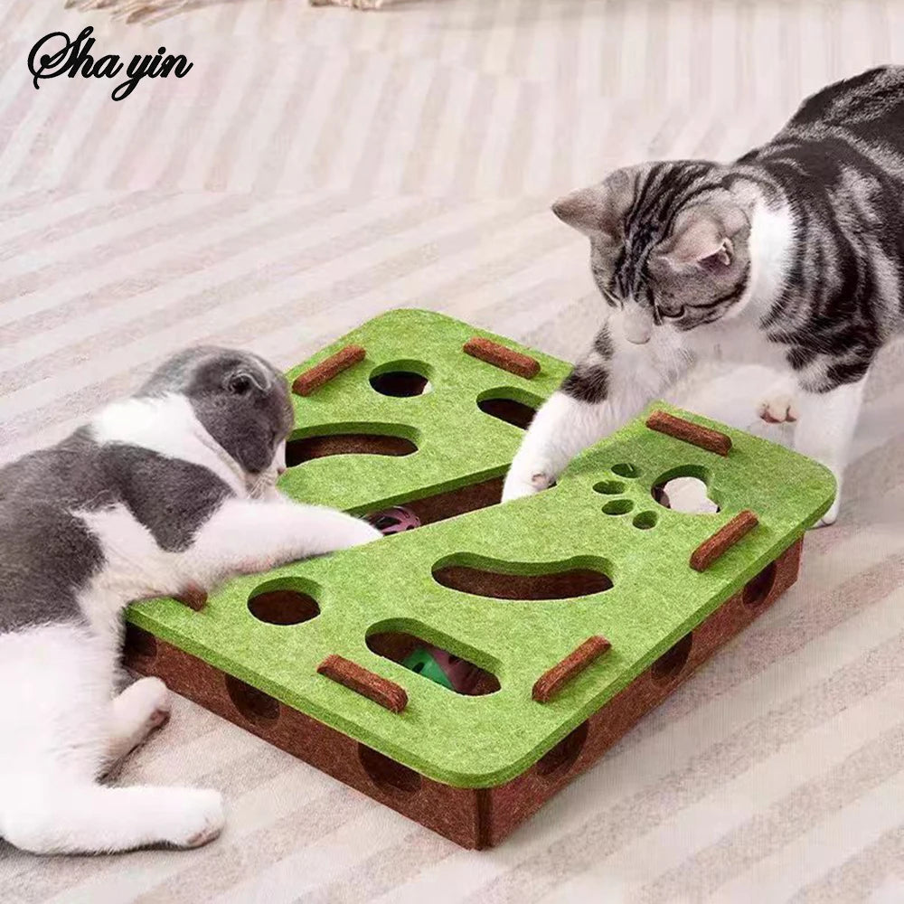 Interactive Puzzle Cat Toy – Felt Maze & Digging Box