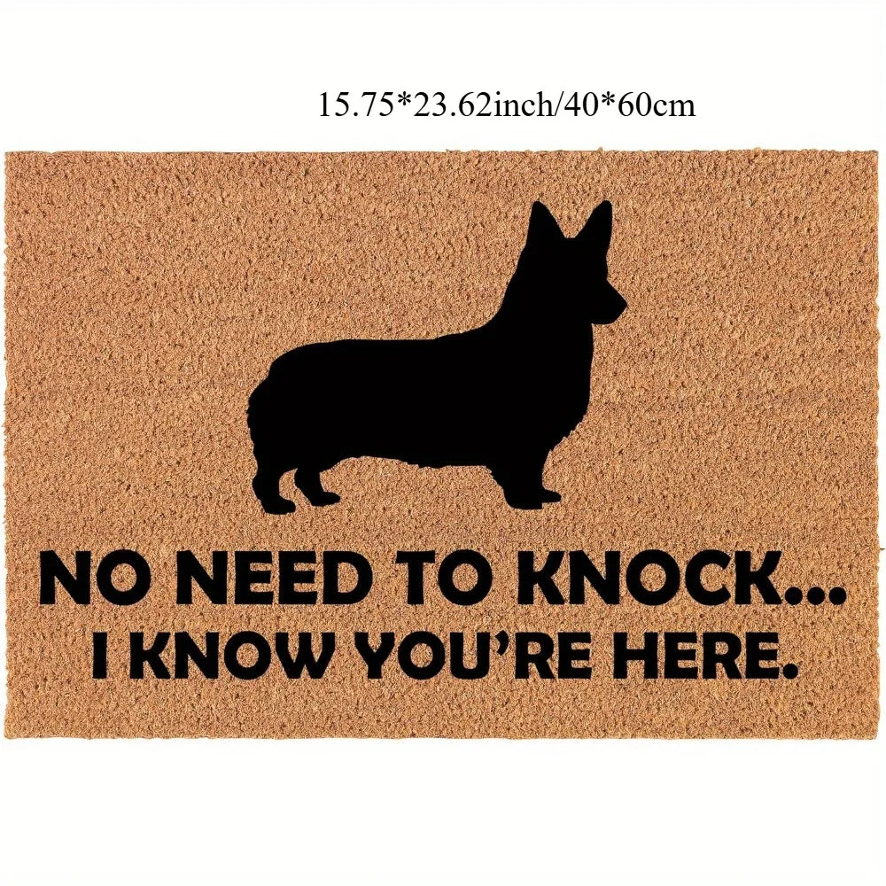 Funny Corgi Welcome Mat – Non-Slip Polyester Door Mat, Cute Dog Entryway Rug, Bathroom & Floor Mat