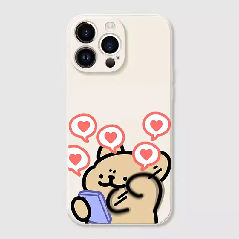 Funny Dog Couple iPhone Case – Cartoon Animal Shockproof Full Cover