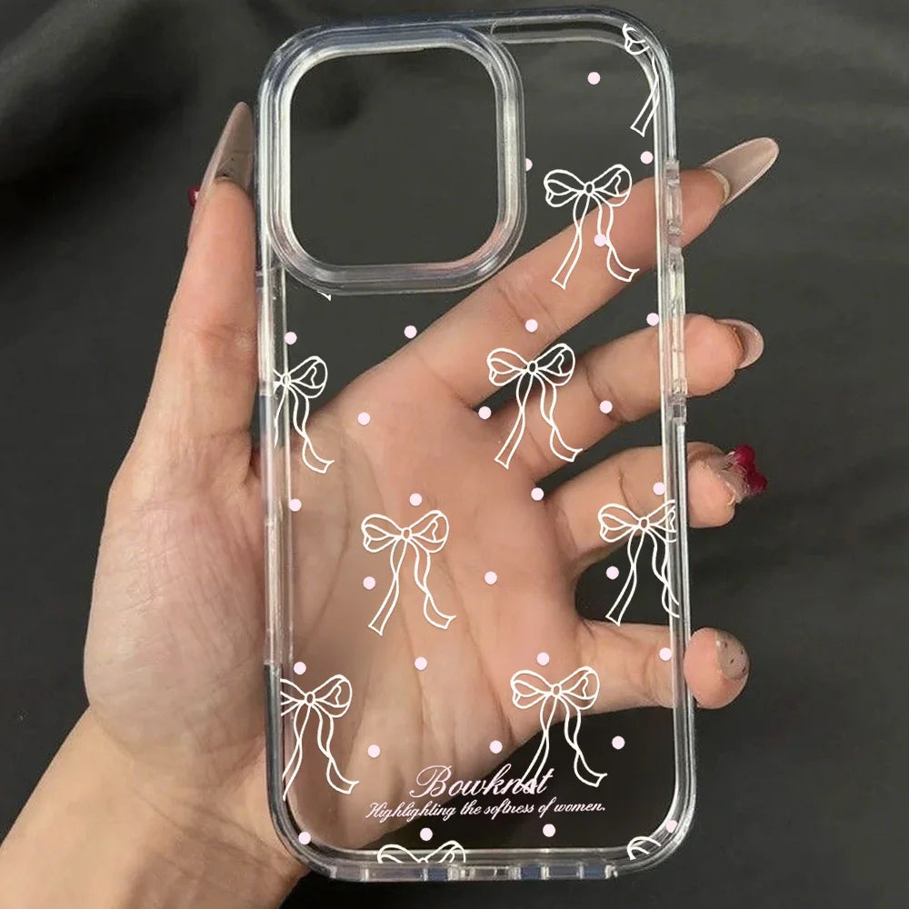 Cute Line Cat iPhone Case – Transparent Acrylic Shockproof Phone Cover