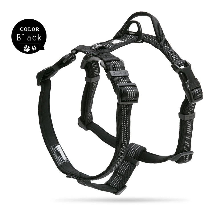 TRUELOVE Reflective Dog Harness TLH6171 – Adjustable Nylon Harness with Neoprene Padding