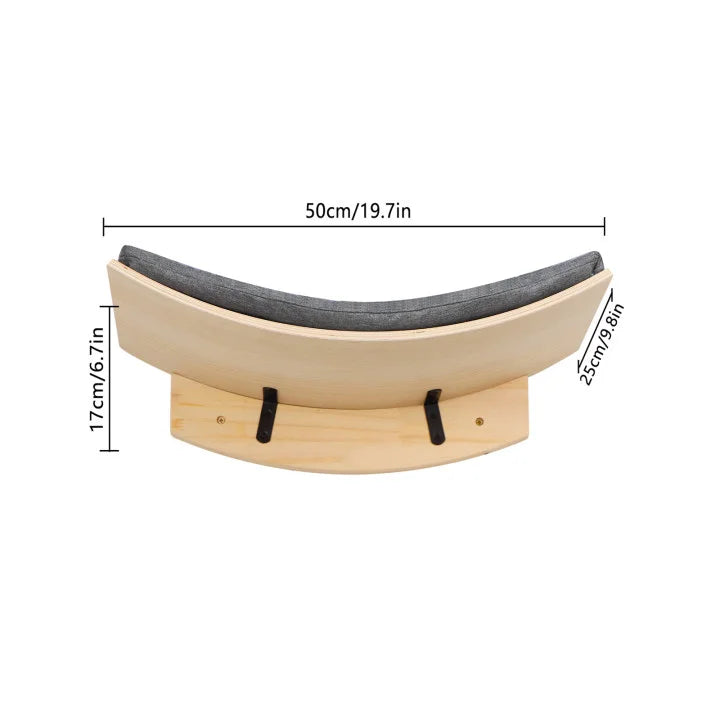 Wall-Mounted Wooden Cat Climbing Shelves with Hammock