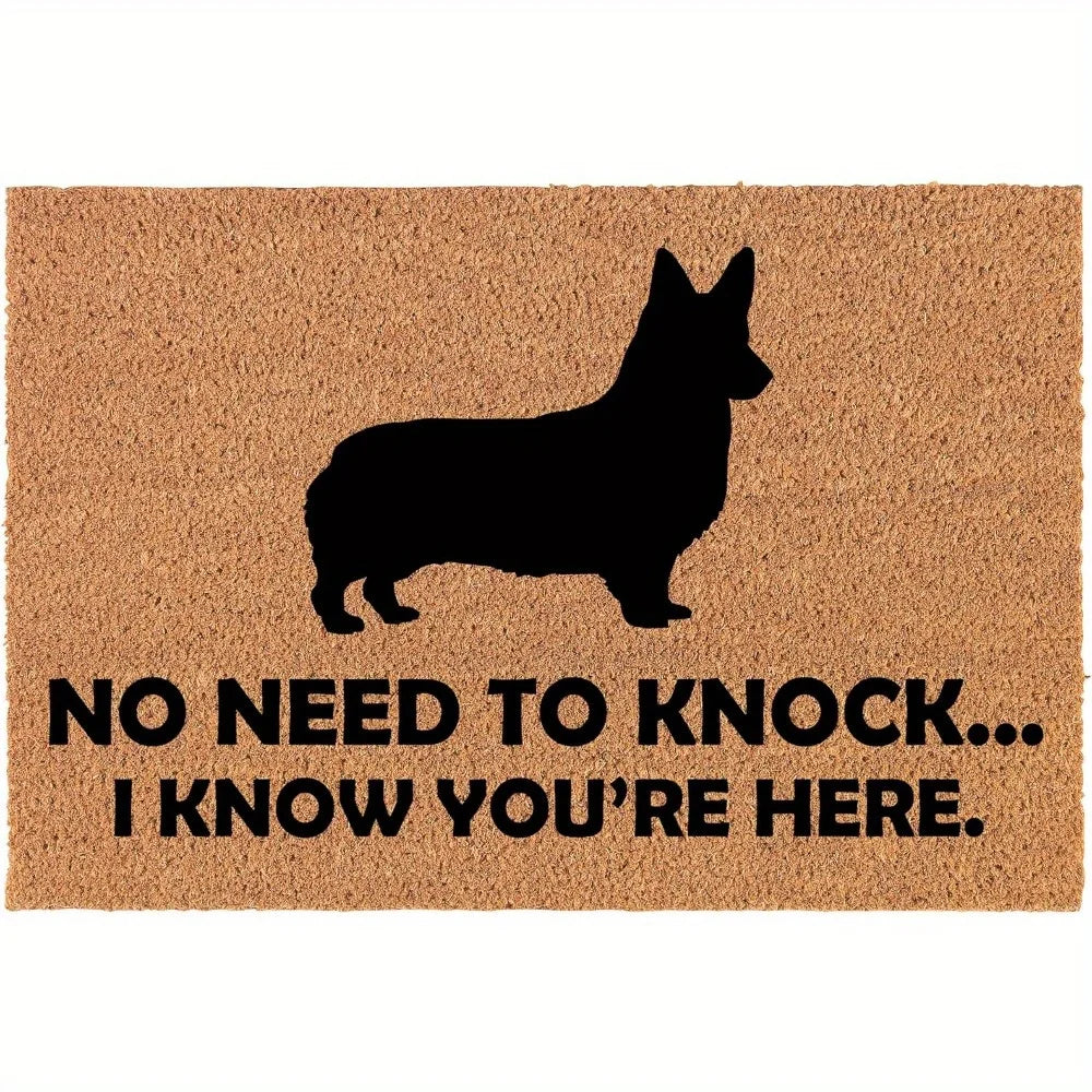 Funny Corgi Welcome Mat – Non-Slip Polyester Door Mat, Cute Dog Entryway Rug, Bathroom & Floor Mat