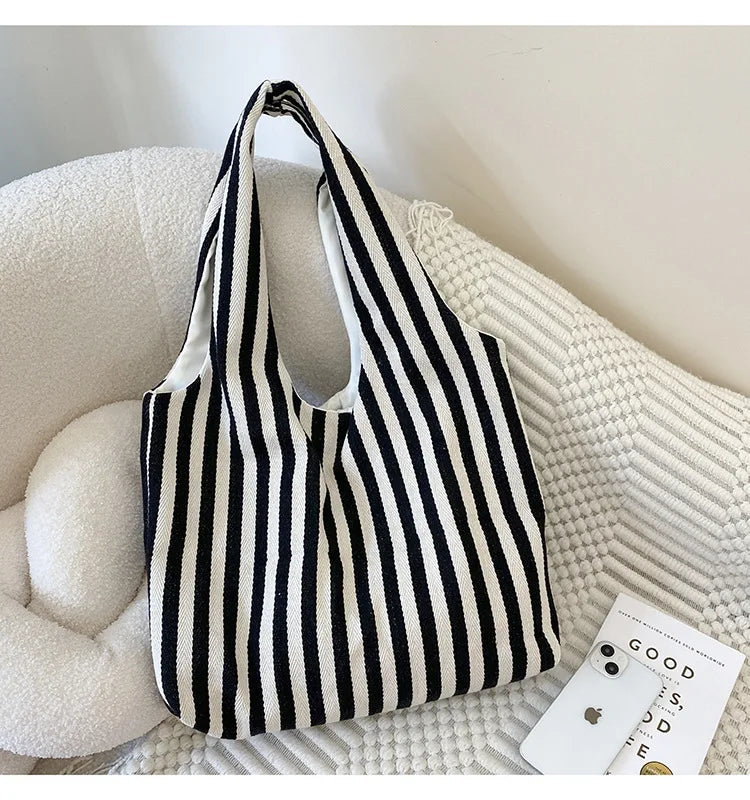 Cute Dog Embroidery Women’s Canvas Shoulder Tote Bag – Large Capacity