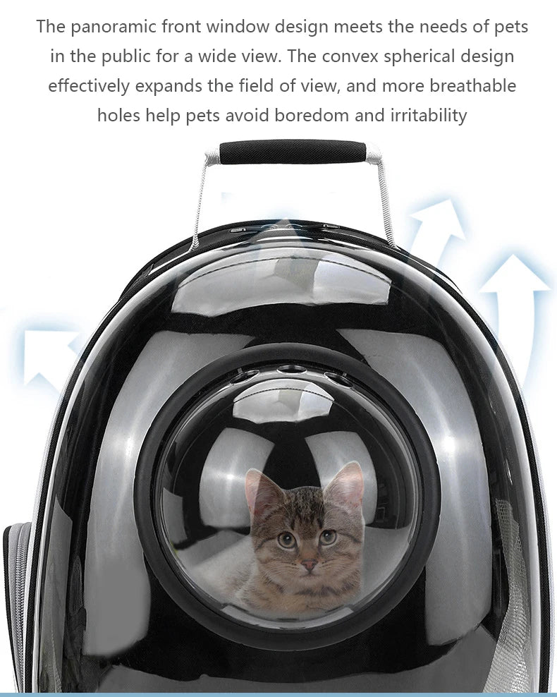 Pet Cat & Small Dog Carrying Backpack – Breathable Transparent Space Capsule Carrier for Travel, Hiking, and Daily Walks