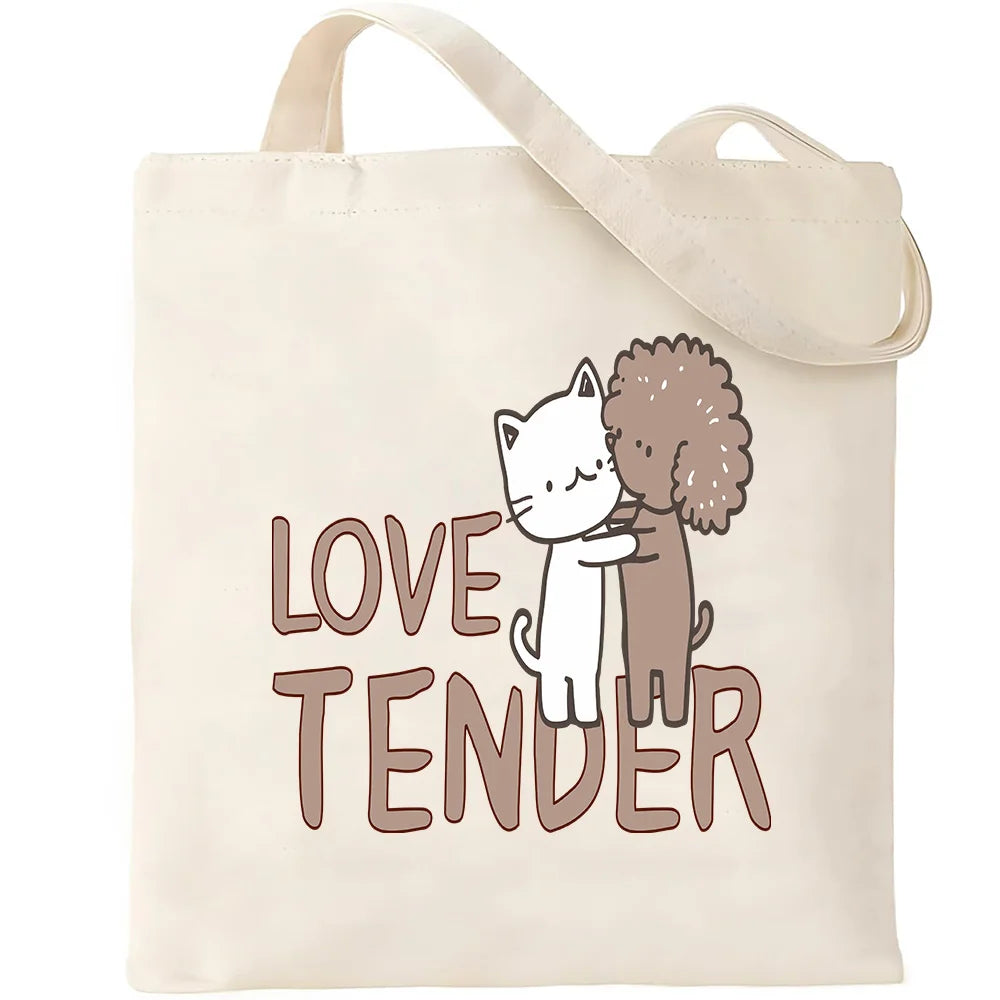 Cute Pet Dog Printed Canvas Tote Bag – Eco-Friendly Large Capacity Handbag for Shopping, Books, Laptop & Essentials