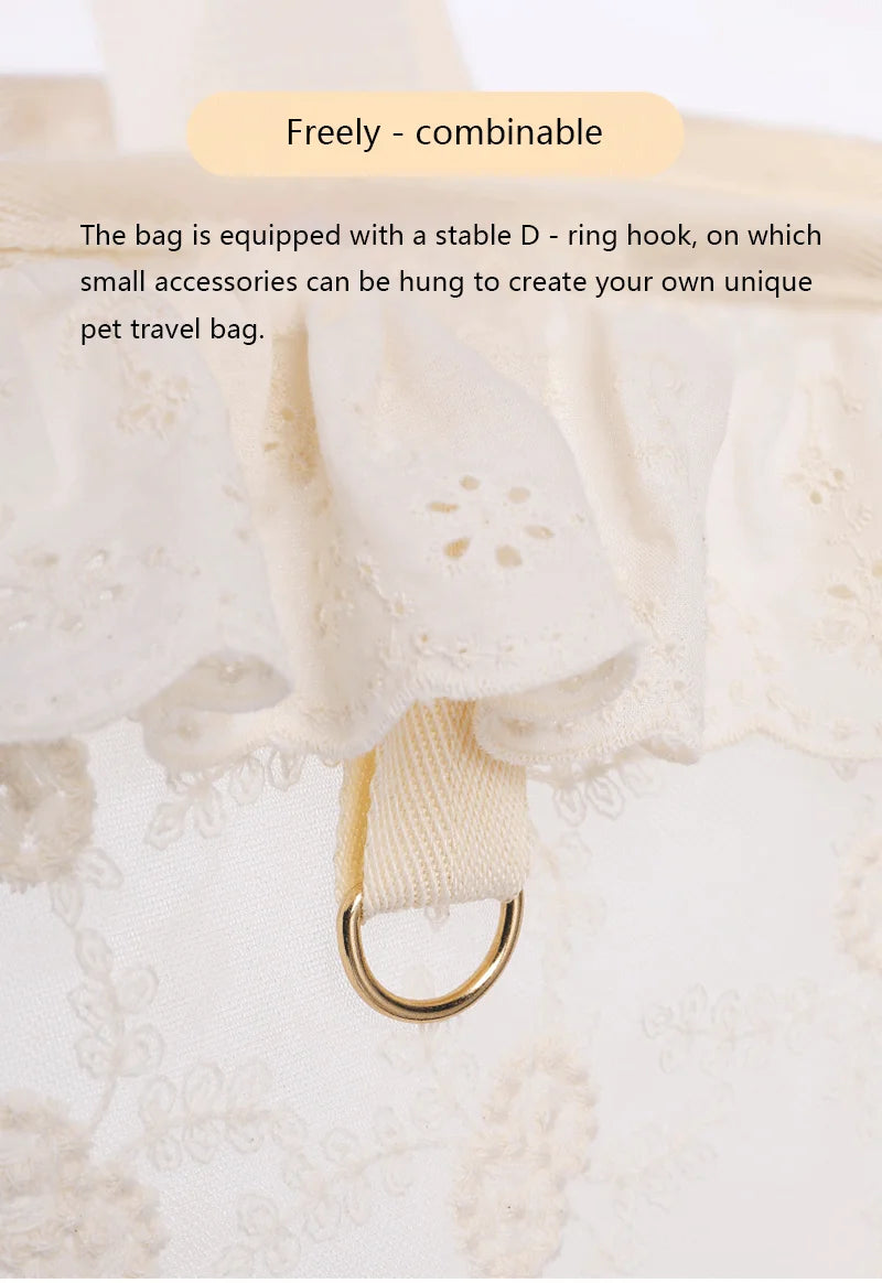 Breathable Lace Pet Carrier Bag with Safety Buckle