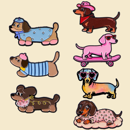 Cute Cartoon Dachshund Enamel Lapel Pin