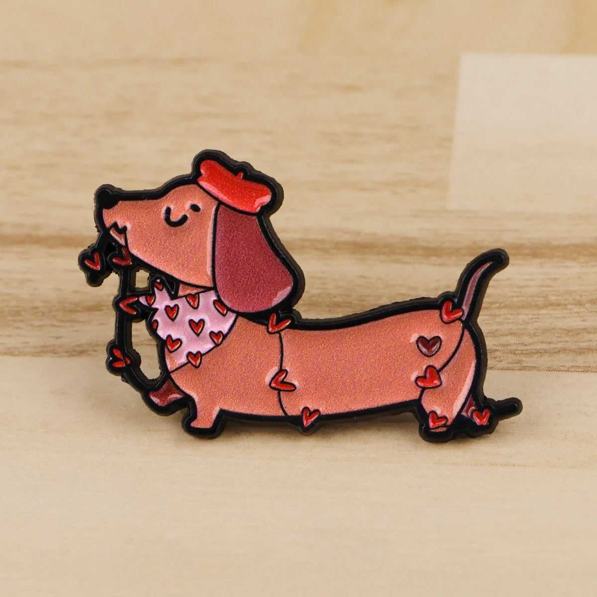Cute Cartoon Dachshund Enamel Lapel Pin