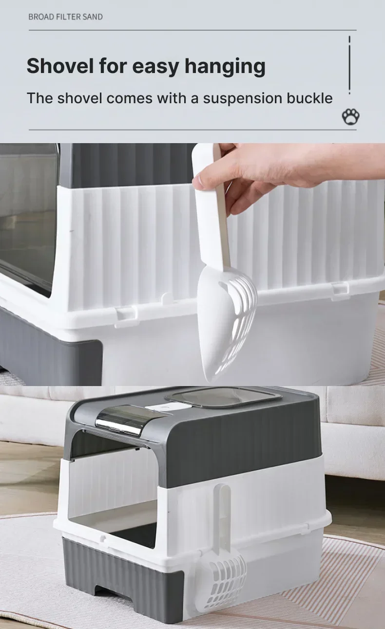 Large Enclosed Cat Litter Box with Pull-Out Drawer