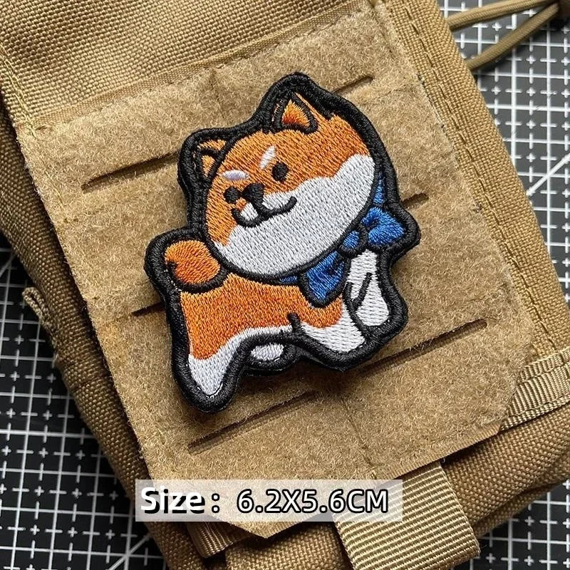 Cartoon Dog Morality Badge – Husky, Akita, Shibuya Embroidered Hook & Loop Patch for Clothing, Bags, Shoes, Hats & DIY