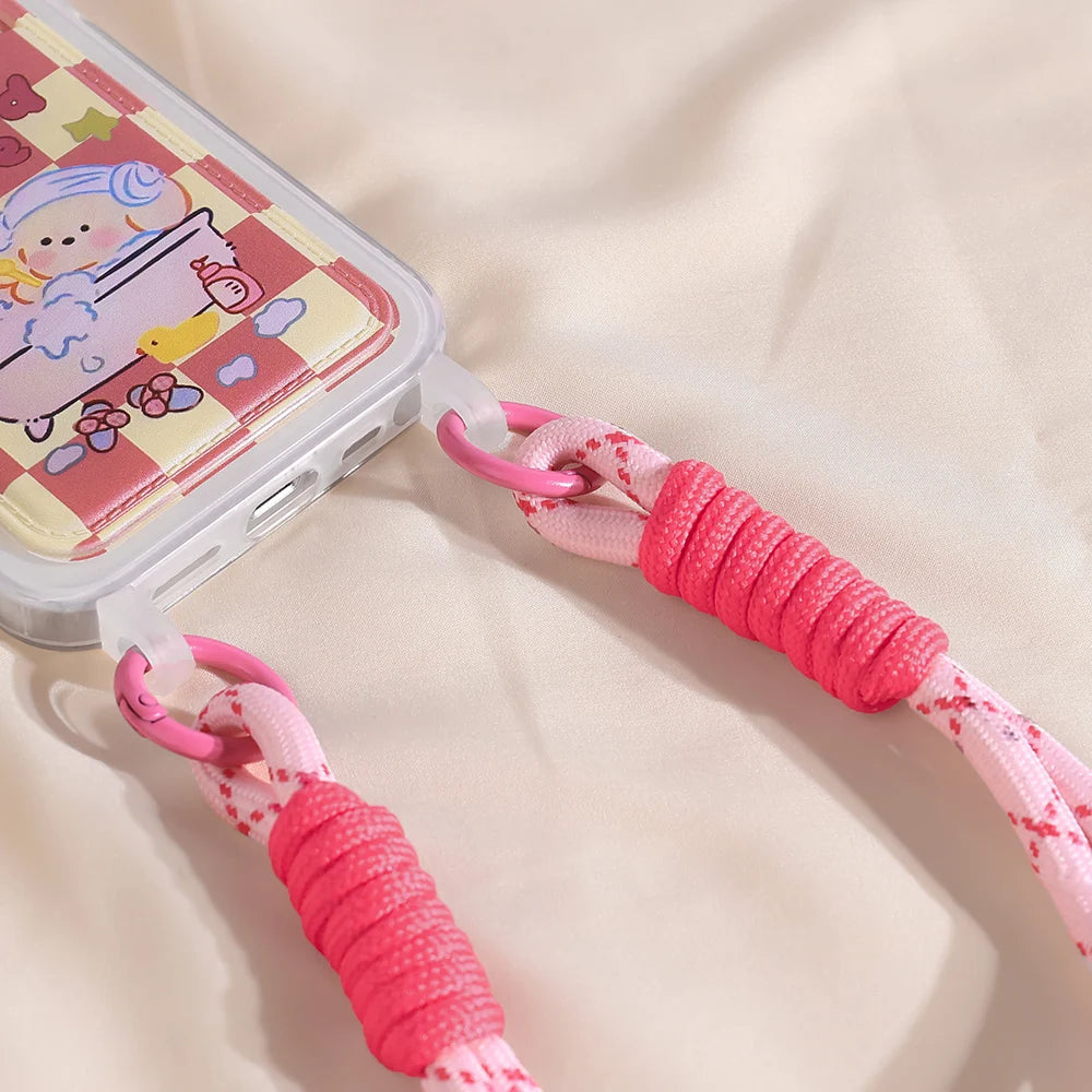 Cute Animal Wallet iPhone Case – Card Holder Silicone Phone Cover with Lanyard