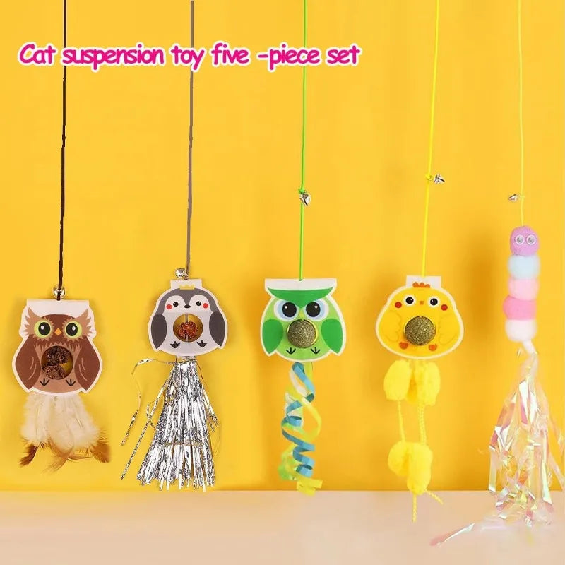 Interactive Door Hanging Cat Toy with Elastic Catching Rope