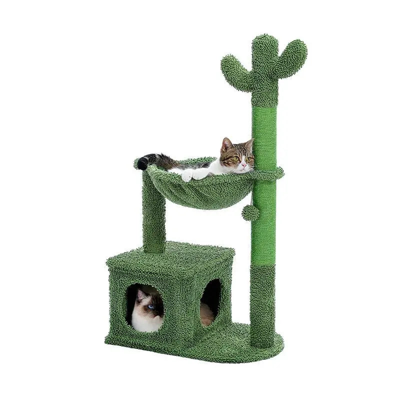 Large Indoor Cactus-Shaped Cat Tree Condo with Natural Sisal Rope
