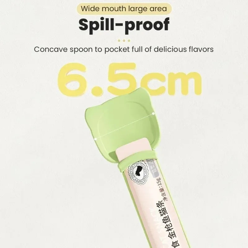 Cat Strip Feeder Spoon with Long Handle for Lickable Wet Food