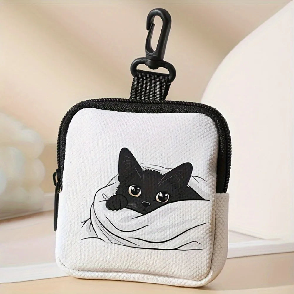 Trendy Mini Coin Purse – Cat & Dog Print Zipper Pouch