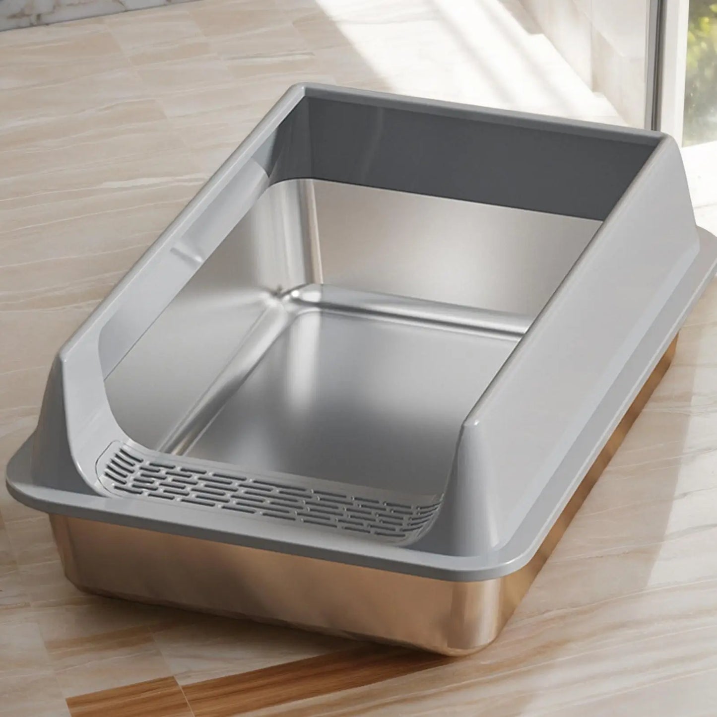 Large Semi-Enclosed Cat Litter Box with Front Pedal & Scoop