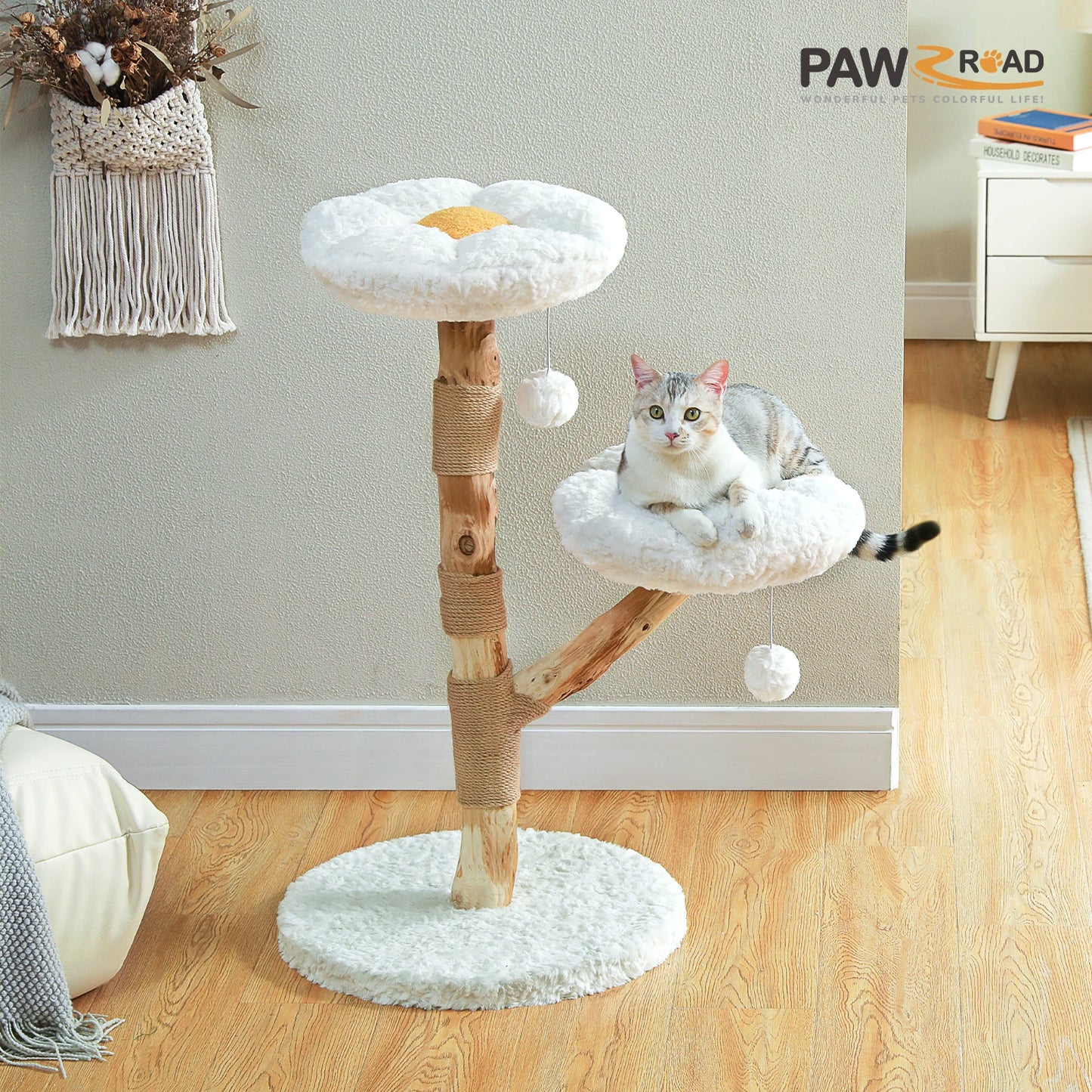 Flower-Shaped Modern Cat Tree with 2 Perches – Indoor Climbing Tower & Scratching Post  📂 Category