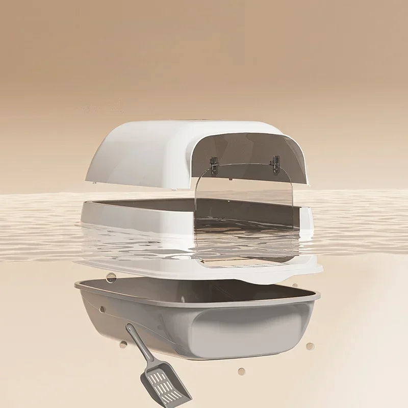 Fully Enclosed Large Cat Litter Box with Removable Top