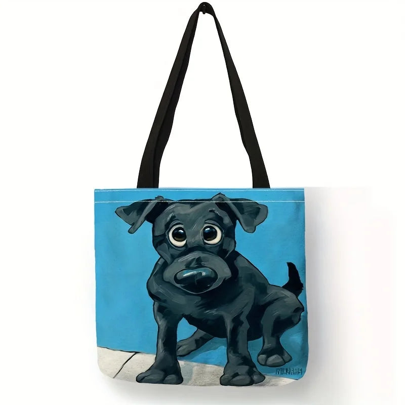 Cute Dog Print Tote Bag – Large Capacity Shoulder Bag for Women, Casual Handbag for Work, School, and Shopping