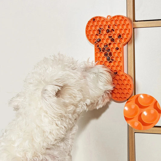 Bone-Shaped Silicone Slow Feeder Lick Mat for Dogs & Cats