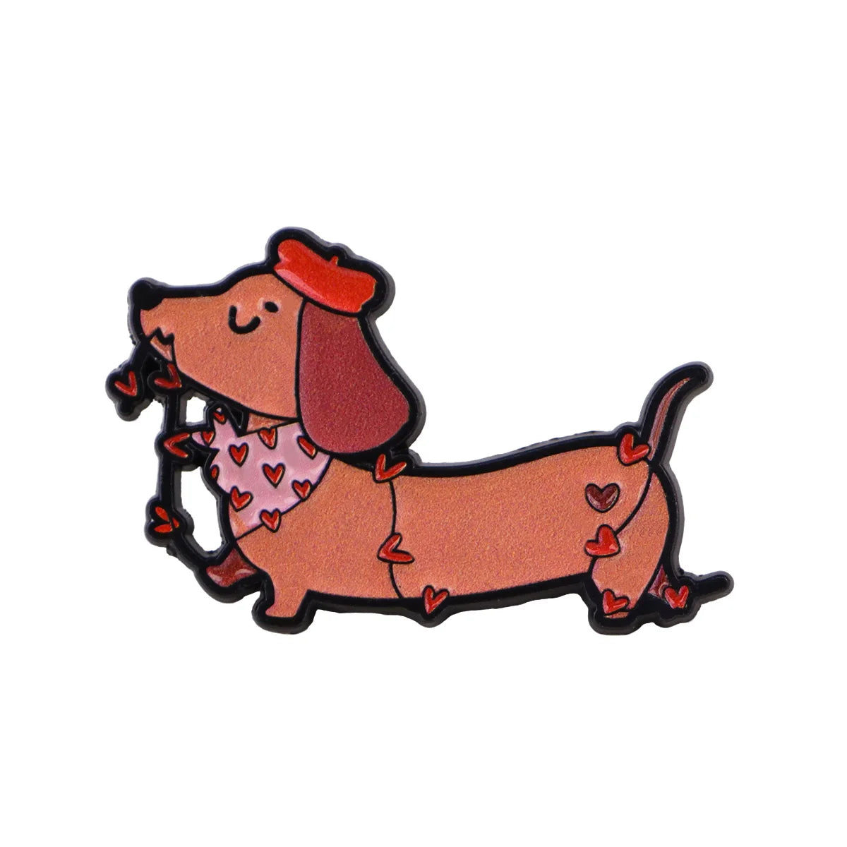 Cute Cartoon Dachshund Enamel Lapel Pin