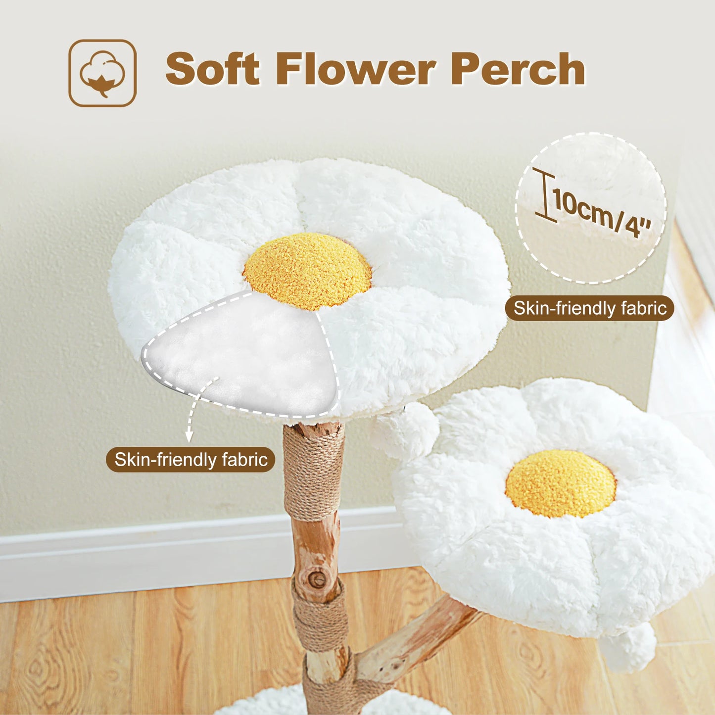 Flower-Shaped Modern Cat Tree with 2 Perches – Indoor Climbing Tower & Scratching Post  📂 Category